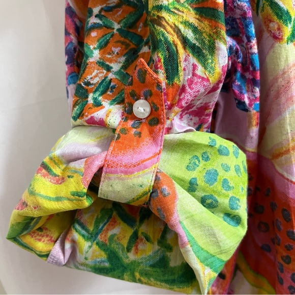 True Destinations Tropical Fruit Swim Cover Up Shirt/Dress Size Medium - Picture 7 of 11